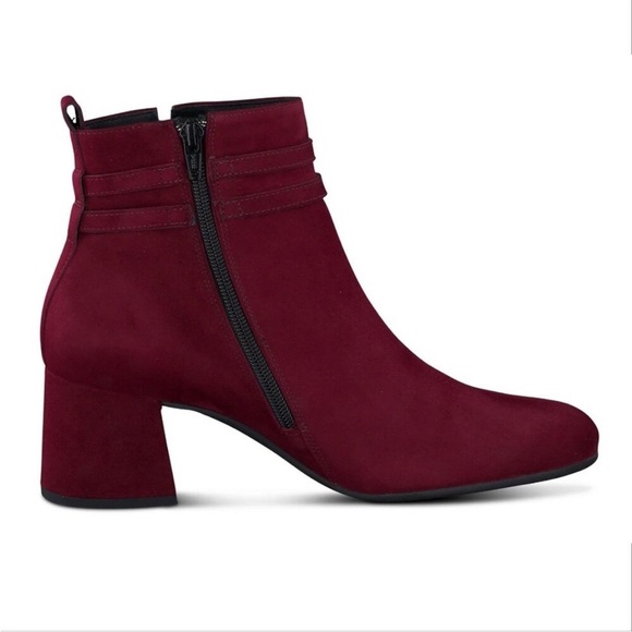 Paul Green Sydney Ankle Boots US Size 9 Bordo Burgundy Suede Block Heel NEW $499 - Picture 3 of 9